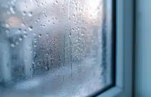 Foggy window. Condensation build up